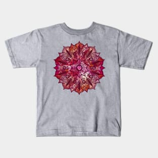 Burnt Orange Paint Pour Mandala Kids T-Shirt